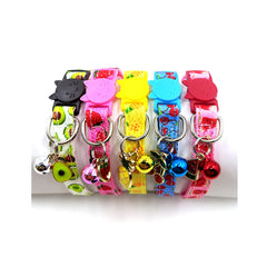 Printed Cat Collar with Bell – Adjustable & Soft Pet Strap