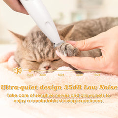 Dog Paw Trimmer with LED Light – Low Noise, Rechargeable Electric Pet Hair Clipper for Paws