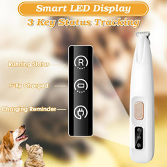 Dog Paw Trimmer with LED Light – Low Noise, Rechargeable Electric Pet Hair Clipper for Paws
