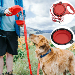 3-in-1 Dog Walking Bottle with Leash – Portable Water, Food, and Waste Bag Dispenser