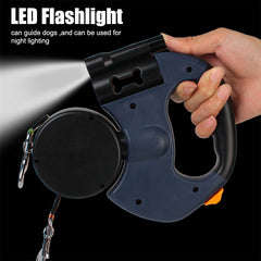 Retractable Dog Leash for Small Dogs — Reflective Dual Lead with 360° Swivel & Built-in LED Lights