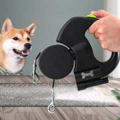 Retractable Dog Leash for Small Dogs — Reflective Dual Lead with 360° Swivel & Built-in LED Lights