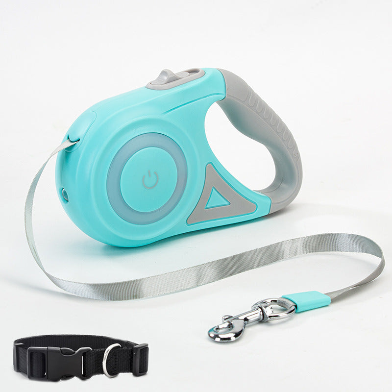 Retractable Dog Leash with LED Light & Collar – For Small & Medium Dogs