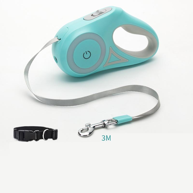 Retractable Dog Leash with LED Light & Collar – For Small & Medium Dogs