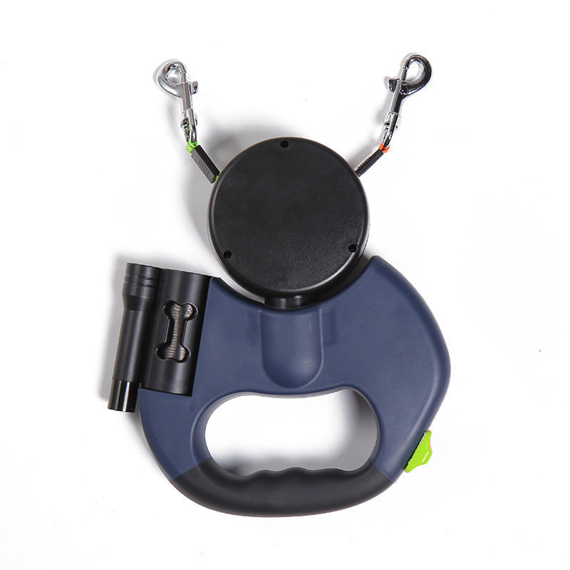 Retractable Dog Leash for Small Dogs — Reflective Dual Lead with 360° Swivel & Built-in LED Lights