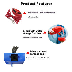 3-in-1 Dog Walking Bottle with Leash – Portable Water, Food, and Waste Bag Dispenser