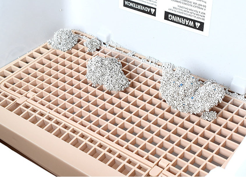 Semi-Enclosed Cat Litter Box with Tipping Design – Includes Scoop & Waste Bags