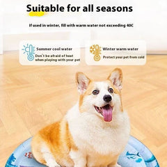 Inflatable Cat Cooling Water Mat — Sensory Ice Pad Pet Bed with Fun Fish & Ocean Designs (Small & Large Sizes)