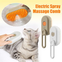 3-in-1 Electric Cat & Dog Steam Brush – Pet Grooming Hair Removal & Massage Comb