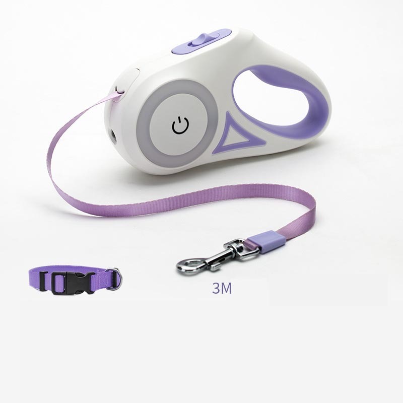 Retractable Dog Leash with LED Light & Collar – For Small & Medium Dogs