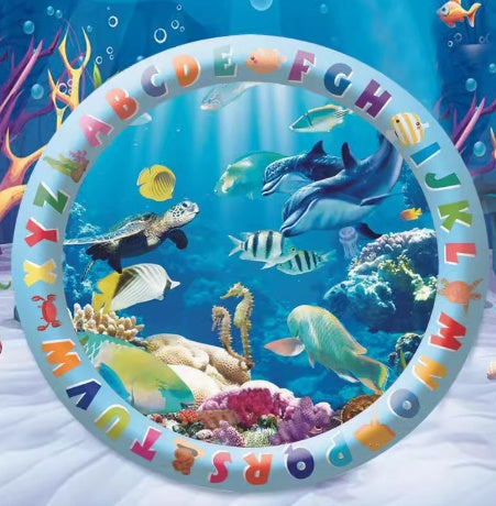 Inflatable Cat Cooling Water Mat — Sensory Ice Pad Pet Bed with Fun Fish & Ocean Designs (Small & Large Sizes)