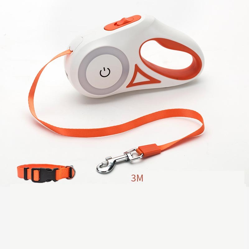 Retractable Dog Leash with LED Light & Collar – For Small & Medium Dogs