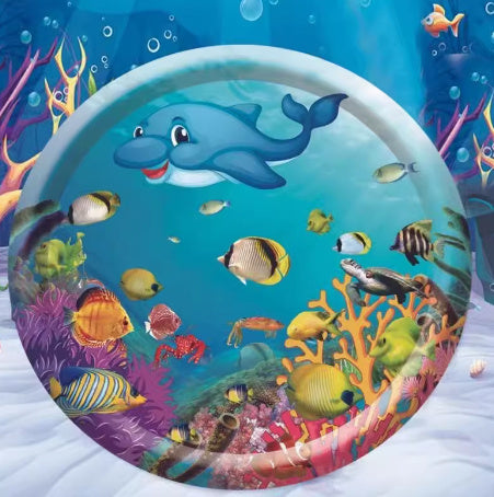 Inflatable Cat Cooling Water Mat — Sensory Ice Pad Pet Bed with Fun Fish & Ocean Designs (Small & Large Sizes)
