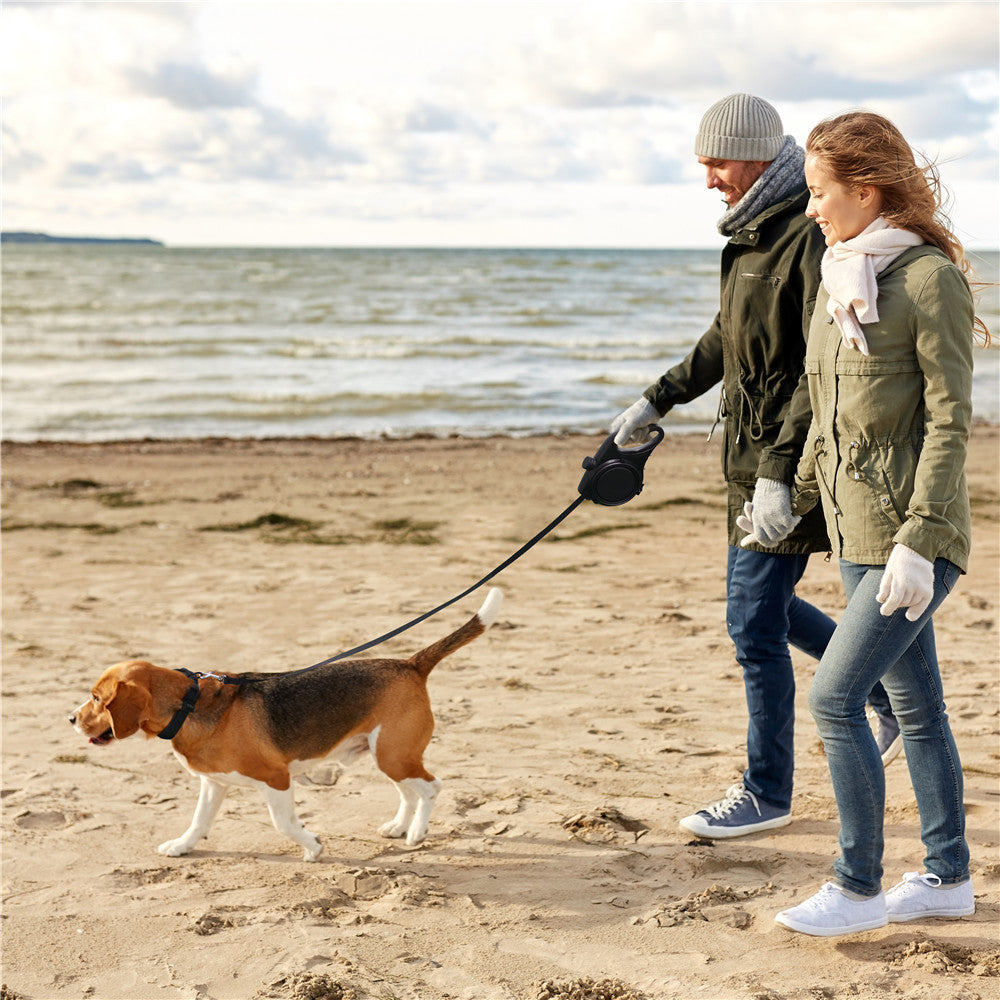 3-in-1 Dog Walking Bottle with Leash – Portable Water, Food, and Waste Bag Dispenser