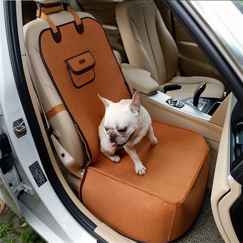 Dual-Purpose Pet Car Mat – Waterproof Front Seat Cushion & Travel Carrier for Dogs & Cats