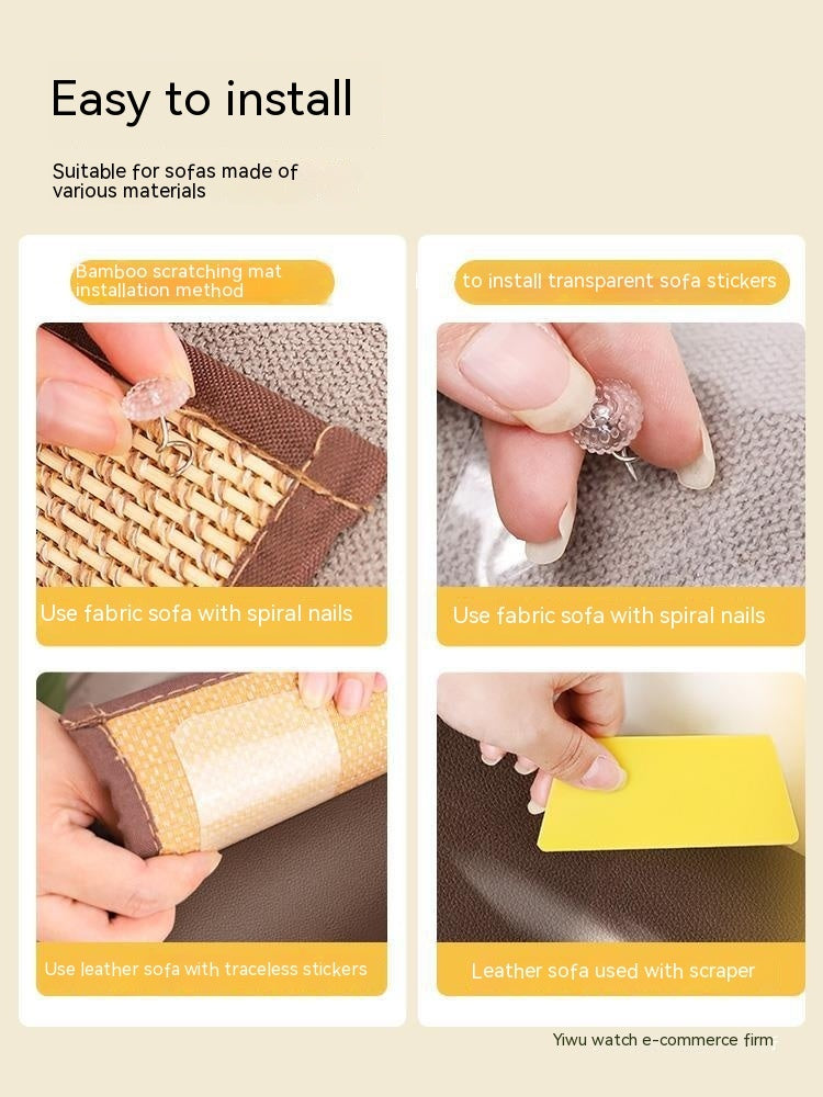 Anti-Scratch Cat Sofa Protector — Bamboo Wall & Couch Guard Mat with Nail or Adhesive Mounting