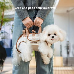 Luxury Leather Pet Carrier Crossbody Handbag – Portable Bag for Cats & Small Dogs