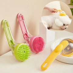 Long Handle Pet Bath & Grooming Brush for Dogs and Cats — Shower Cleaning Comb for Shedding & Massaging