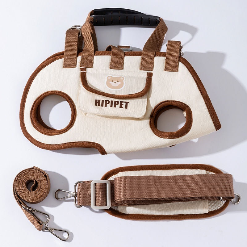 Luxury Leather Pet Carrier Crossbody Handbag – Portable Bag for Cats & Small Dogs