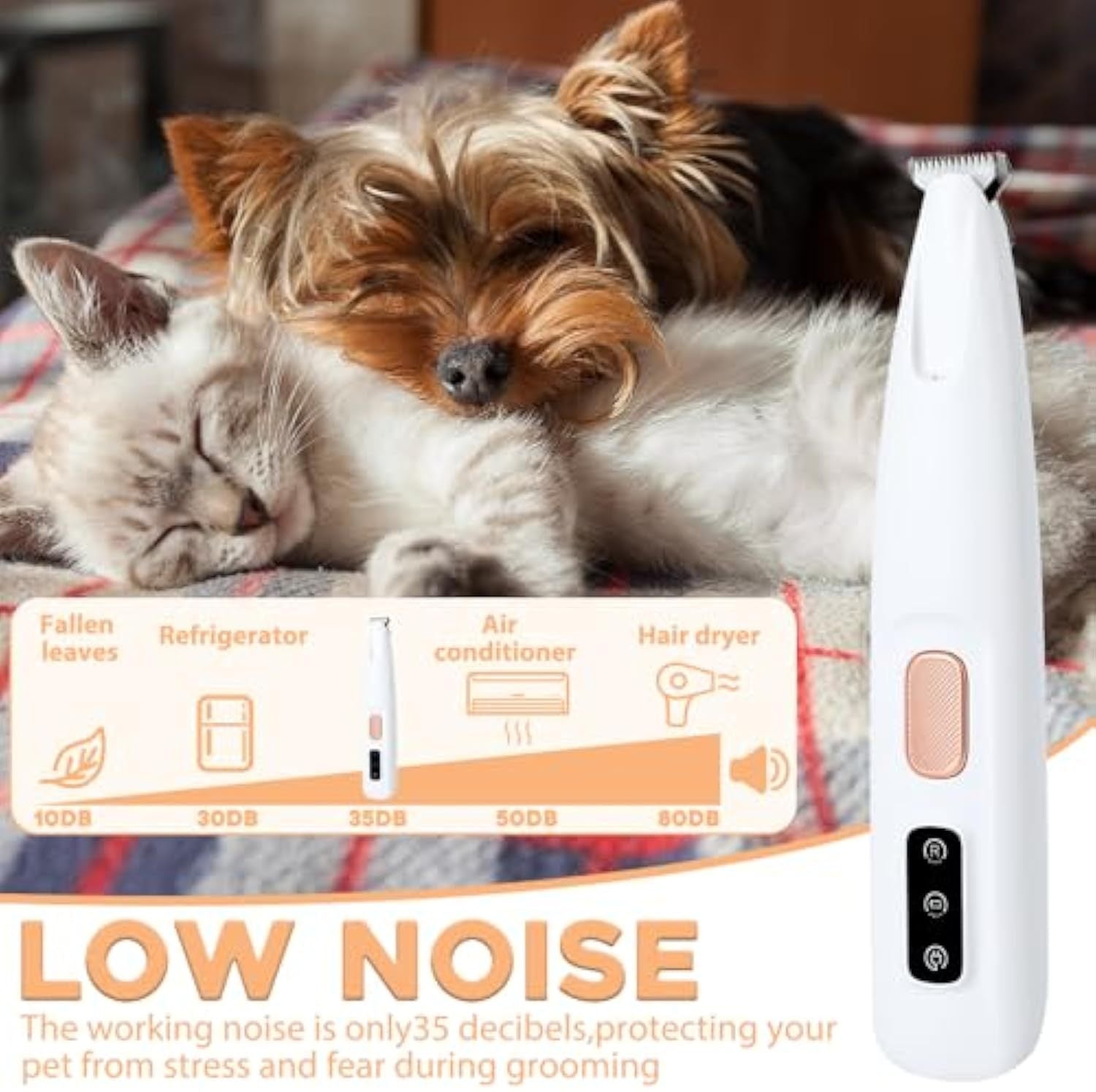 Dog Paw Trimmer with LED Light – Low Noise, Rechargeable Electric Pet Hair Clipper for Paws