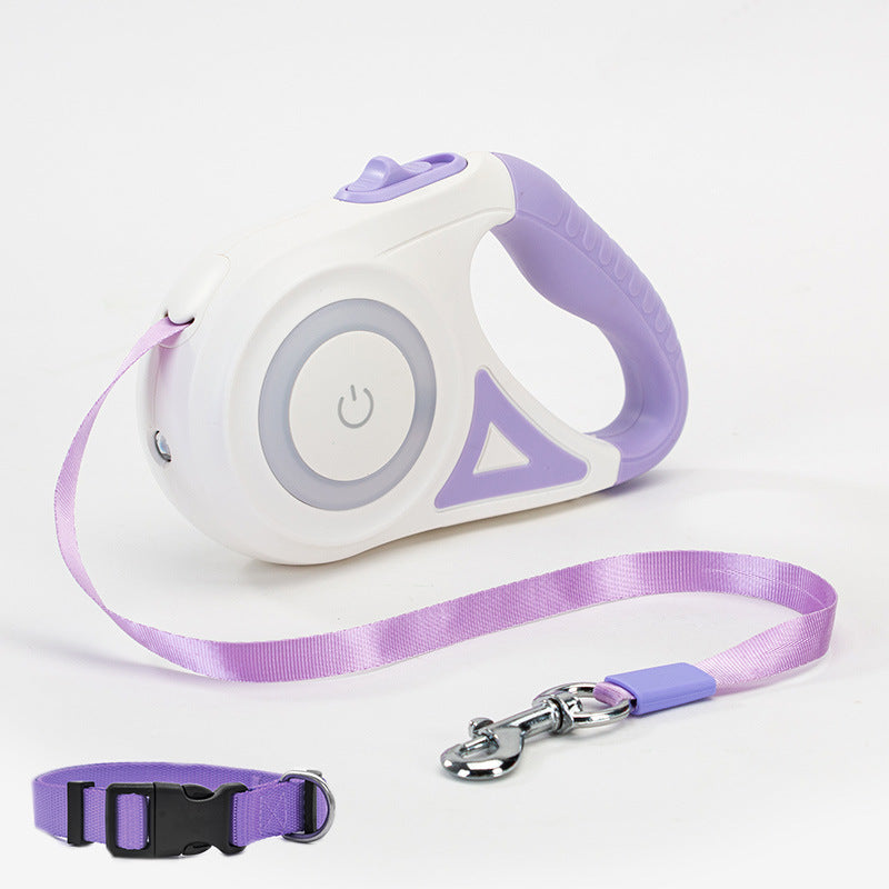 Retractable Dog Leash with LED Light & Collar – For Small & Medium Dogs
