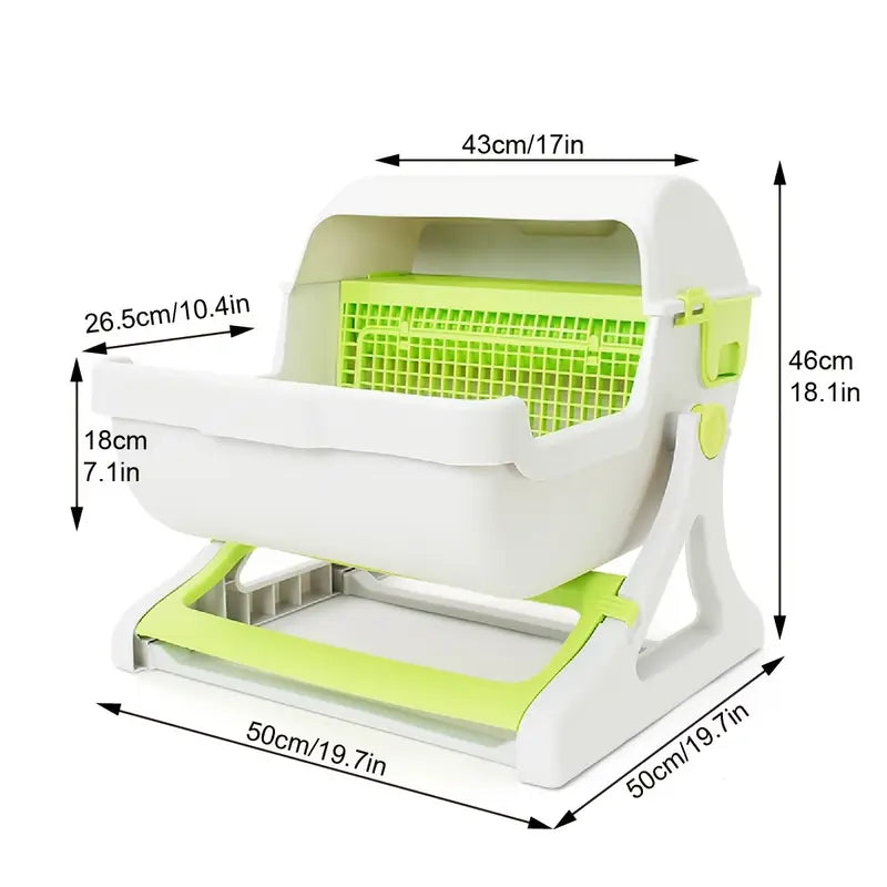 Semi-Enclosed Cat Litter Box with Tipping Design – Includes Scoop & Waste Bags