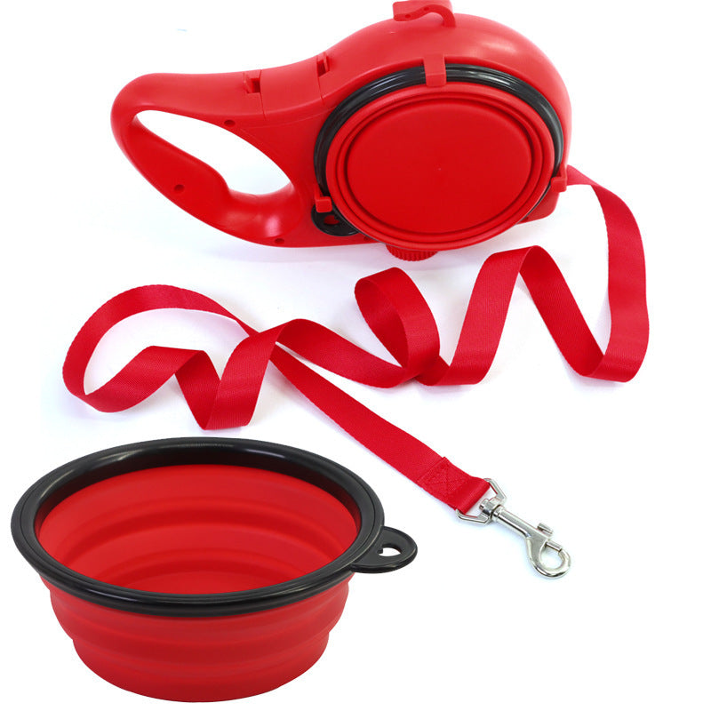 3-in-1 Dog Walking Bottle with Leash – Portable Water, Food, and Waste Bag Dispenser