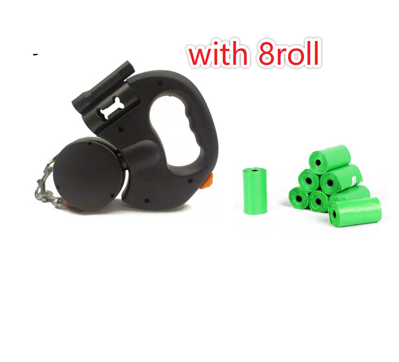 Retractable Dog Leash for Small Dogs — Reflective Dual Lead with 360° Swivel & Built-in LED Lights