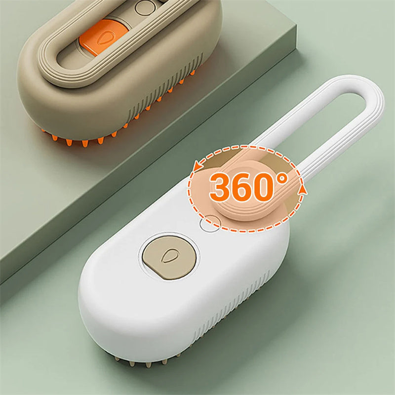 3-in-1 Electric Cat & Dog Steam Brush – Pet Grooming Hair Removal & Massage Comb
